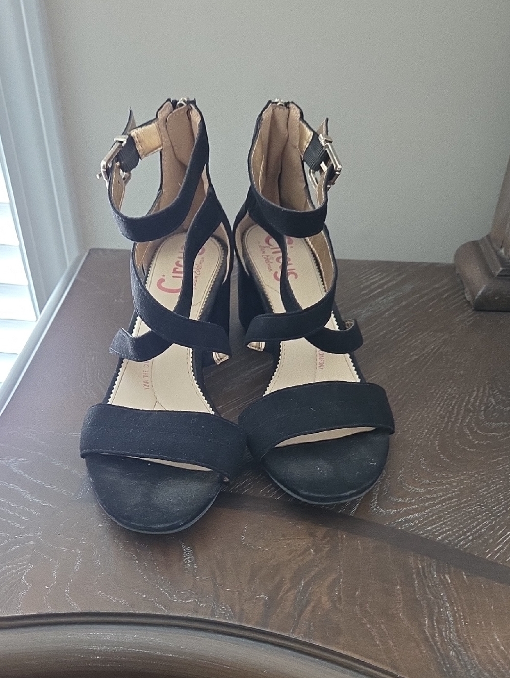 Circus by Sam Edelman Black Strappy Block Heel Sandals